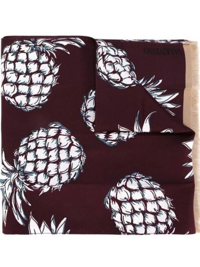Valentino Pineapple Logo Scarf In Red