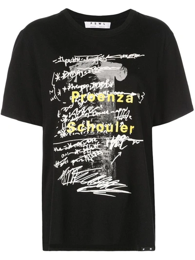 Proenza Schouler Ps White Label Logo T-shirt In Black