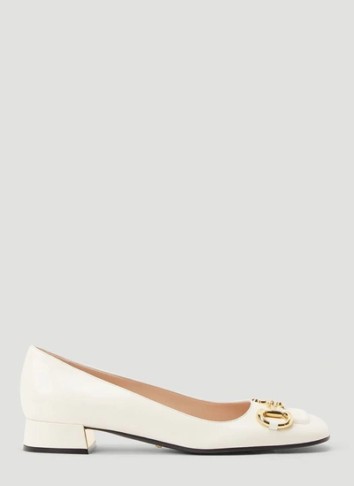 Gucci Cream Leather Ballet Flat In Panna