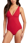 Sea Level Panel Line Multifit One-piece Swimsuit In Red