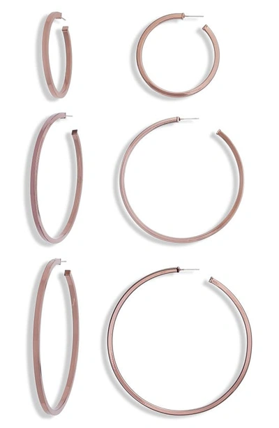 8 Other Reasons X Draya Michele City Limits Set Of 3 Hoop Earrings In Chocolate Gold