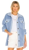 Free People Ruby Light Blue Distressed Fleece Overshirt In Rain Song