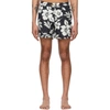 TOM FORD BLACK NYLON FLORAL SWIM SHORTS