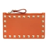 VALENTINO GARAVANI ORANGE ROCKSTUD COIN POUCH