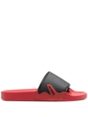 Raf Simons Astra Polyeurethane Logo Pool Slides In Black Red