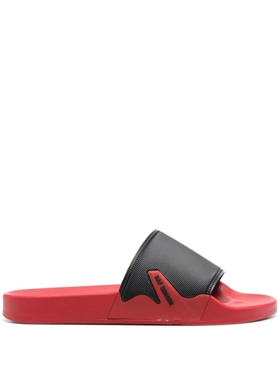 Raf Simons Astra Polyeurethane Logo Pool Slides In Red