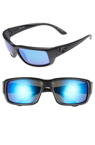 Costa Del Mar Fantail 60mm Polarized Sunglasses In Blackout/ Blue Mirror