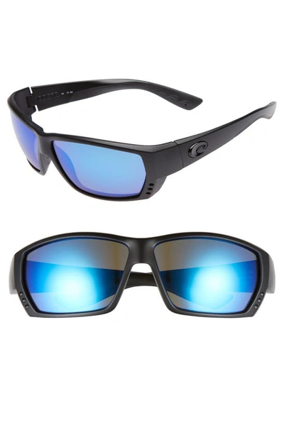 Costa Del Mar Tuna Alley 60mm Polarized Sunglasses In Blackout/ Blue Mirror