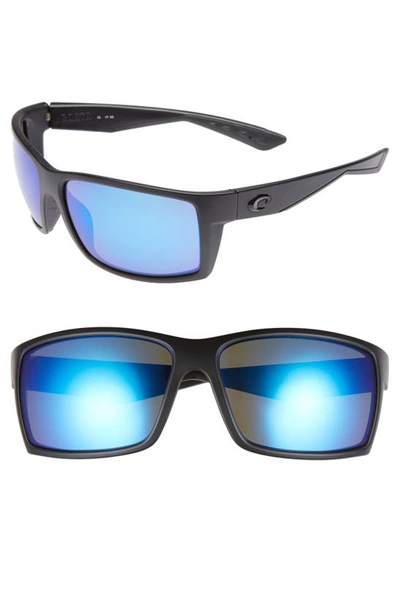 Costa Del Mar Reefton 65mm Polarized Sunglasses In Blackout/ Blue Mirror