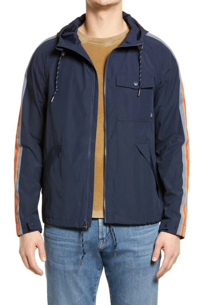 Faherty All Conditions Webbing-trimmed Recycled Shell Hooded Jacket In Blue