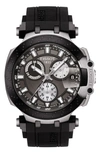 Tissot T-race Chronograph Silicone Strap Watch, 48mm In Anthracite / Black