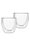 GODINGER SET OF 2 DOUBLE WALL GLASS SHORT DRINKING GLASSES,18121