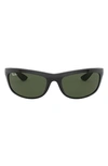 Ray Ban 62mm Oversize Rectangular Sunglasses In Black