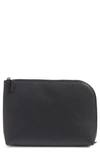 The Row Large Leather Zip Pouch In Black