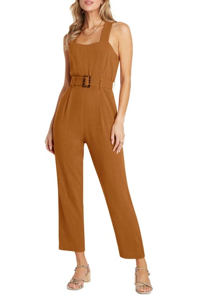 Willow Johnson Belted Jumpsuit In Terracotta