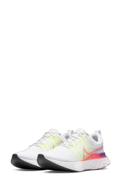 Nike Women's React Infinity Run Flyknit Low Top Running Sneakers In Platinum/bright Mango/hyper Pink