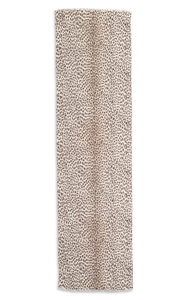 Saint Laurent Leopard Print Cashmere & Silk Scarf In Beige/ Black