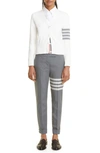 Thom Browne Medium Grey Plain Weave Skinny 4-bar Trouser In Med Grey