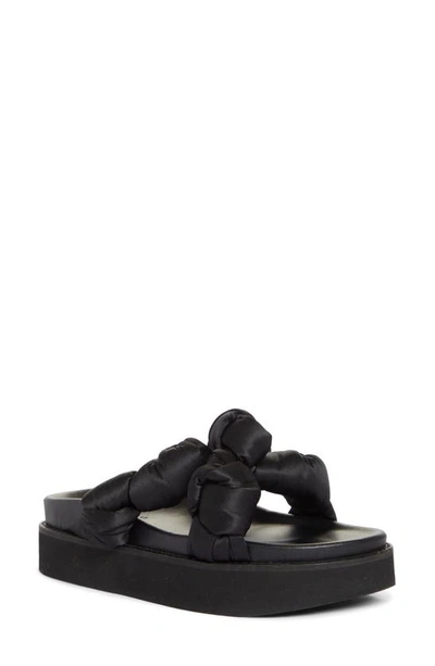 Ganni Flatform Knotted Crossover Strap Sandals In Black