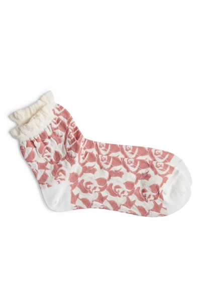 Undercover Rose Print Socks In White Base