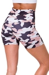 Onzie Mini Bike High Waist Shorts In Natural Camo