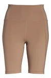 Girlfriend Collective Bike Recycled Stretch Shorts In Brownie