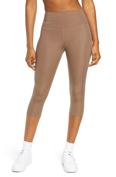 Girlfriend Collective High Waist Capri Leggings In Brownie