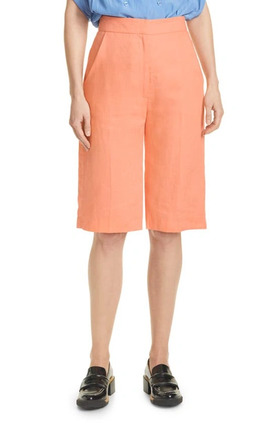 Smythe Linen Bermuda Shorts In Peach