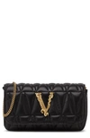 Versace Virtus Quilted Evening Bag In Black Multi  Gold