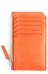 Royce Zip Leather Card Case In Burnt Orange