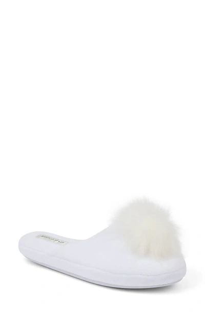 Patricia Green Daisy Pouf Slippers In White/ White Fabric