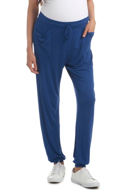 Everly Grey Carmen Jersey Maternity Joggers In Blue