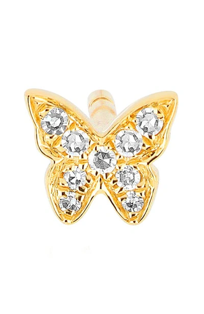 Ef Collection Baby Butterfly Single Stud Earring In Yellow Gold