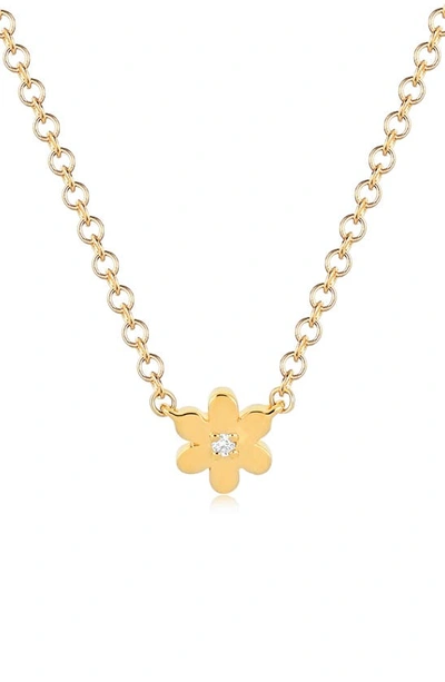 Ef Collection Baby Daisy Pendant Necklace In Yellow Gold