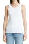 Nili Lotan Coana Ribbed Cotton-jersey Tank Top In White