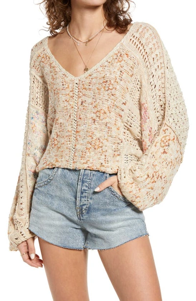 Free People Open Stich Oversize Sweater In Rain Song Combo