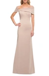 La Femme Off The Shoulder Gown In Champagne