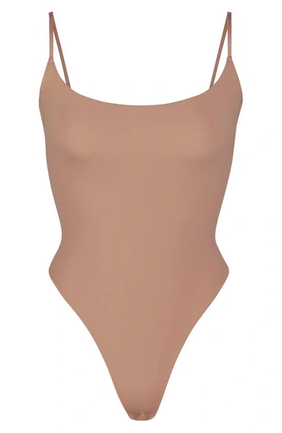 Skims Seamless Sculpt Thong Bodysuit in Brown