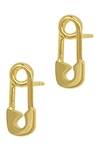 ADORNIA 14K YELLOW GOLD VERMEIL SAFETY PIN STUD EARRINGS,731199499152