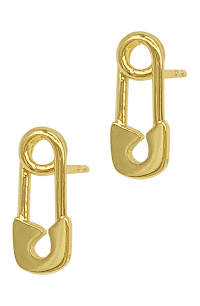 Adornia 14k Plated Safety Pin Earrings In Yellow