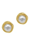 ADORNIA 14K YELLOW GOLD PLATED IMITATION PEARL STUD EARRINGS,731199499169