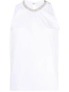 FABIANA FILIPPI WHITE COTTON TANK TOP WITH AMERICAN NECKLINE