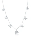 Simona Jewelry Sterling Silver Cz Pave Charm Necklace In Silver