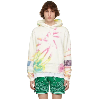 Amiri Logo-flocked Tie-dyed Loopback Cotton-jersey Hoodie In Multi-colour