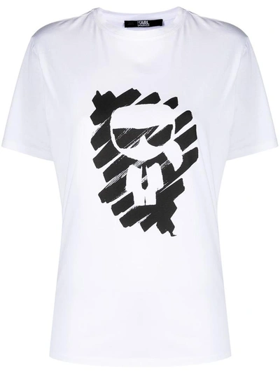 Karl Lagerfeld Ikonik Graffiti T恤 In White