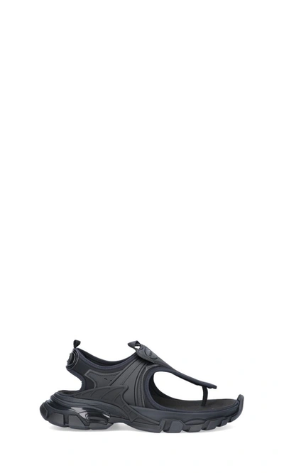 Balenciaga Track Thong Sandals In Black