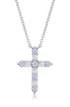 Simona Jewelry Cz Cross Pendant Necklace In Silver