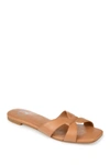 Journee Collection Taleesa Womens Faux Leather Padded Insole Slide Sandals In Tan