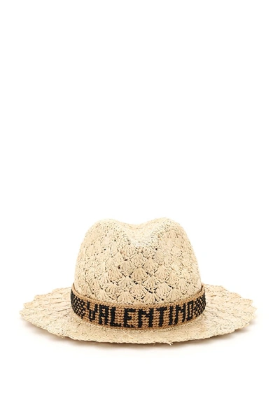 Valentino Garavani Logo-band Straw Hat In Neutrals