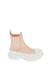 Alexander Mcqueen Womens Pale Pink Women's Tread Slick Leather Chelsea Boots 5.5 In Blush,white